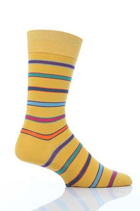 Mens 1 Pair Peter Jones Cotton Angel Striped Socks In Saffron Saffron 11-14