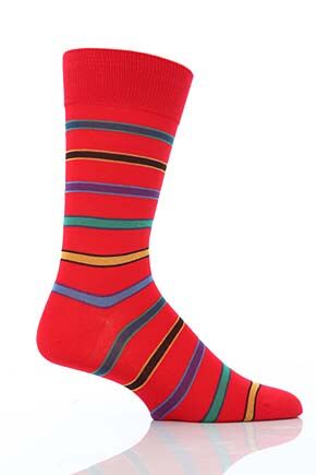 Mens 1 Pair Peter Jones Cotton Angel Striped Socks In Scarlet Scarlet 7-10