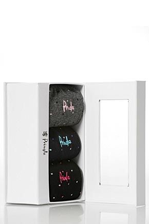 Ladies 3 Pair Pringle Dorothy Gift Box Black Navy Grey
