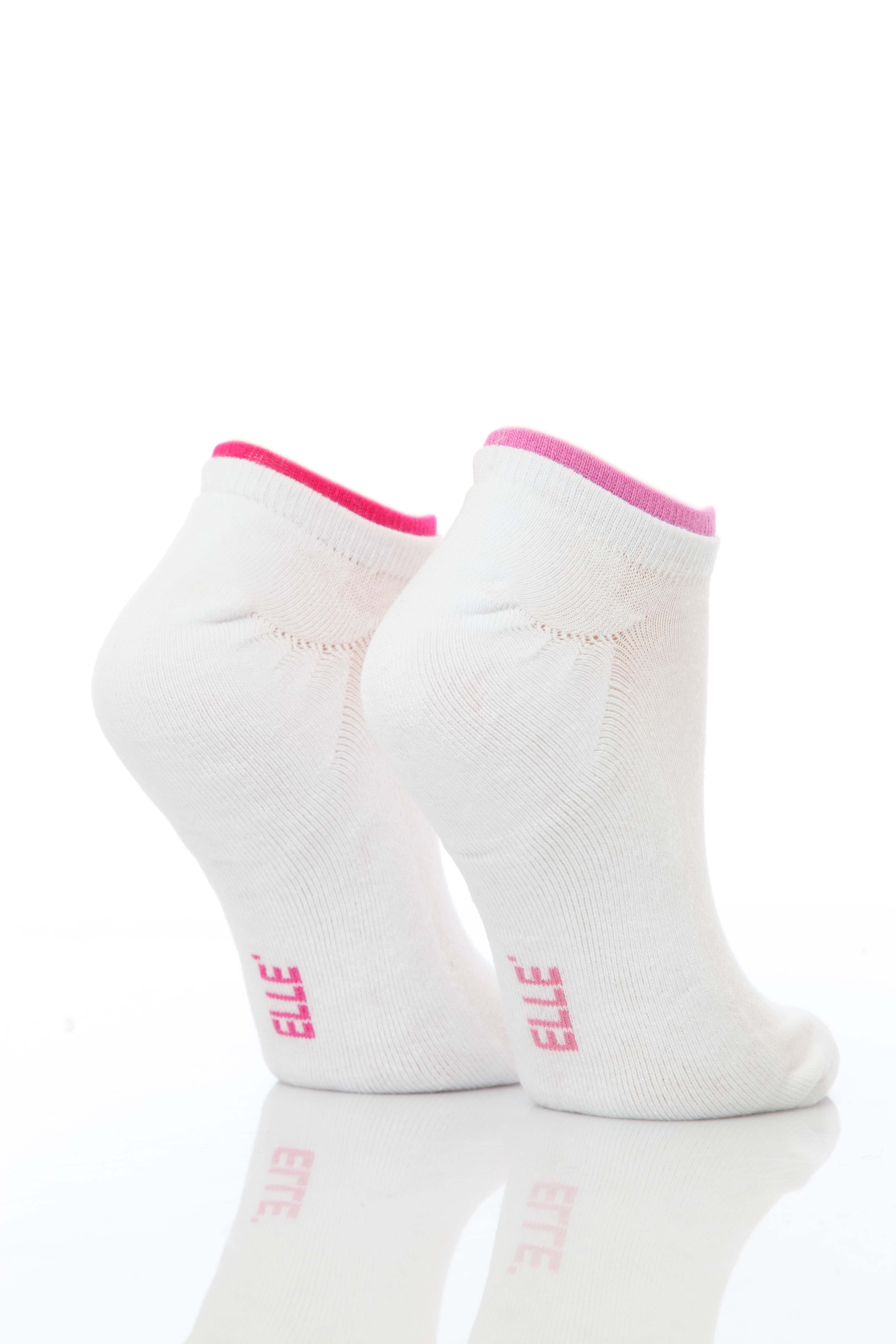 Ladies 2 Pair Elle Cushion Foot Trainer Liners With Double Welt In 2 Colours Blue