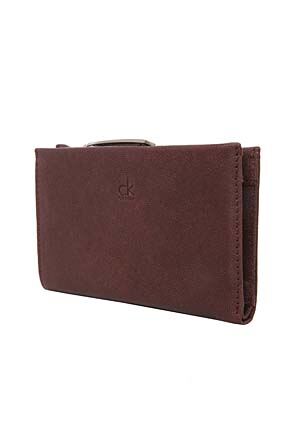 Ladies Calvin Klein Textured Leather Wallet For Notes, Cards & Coins In 3 Colours Rich Brown