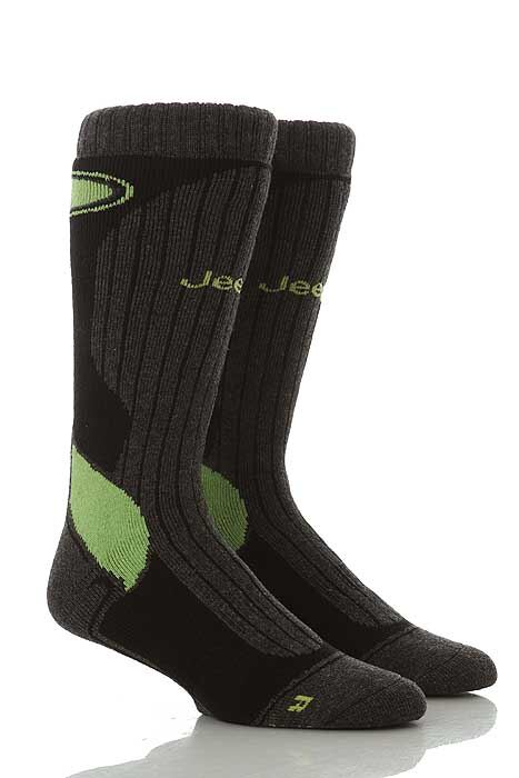 Mens 2 Pair Jeep Wool Ski Socks Black 6-8.5