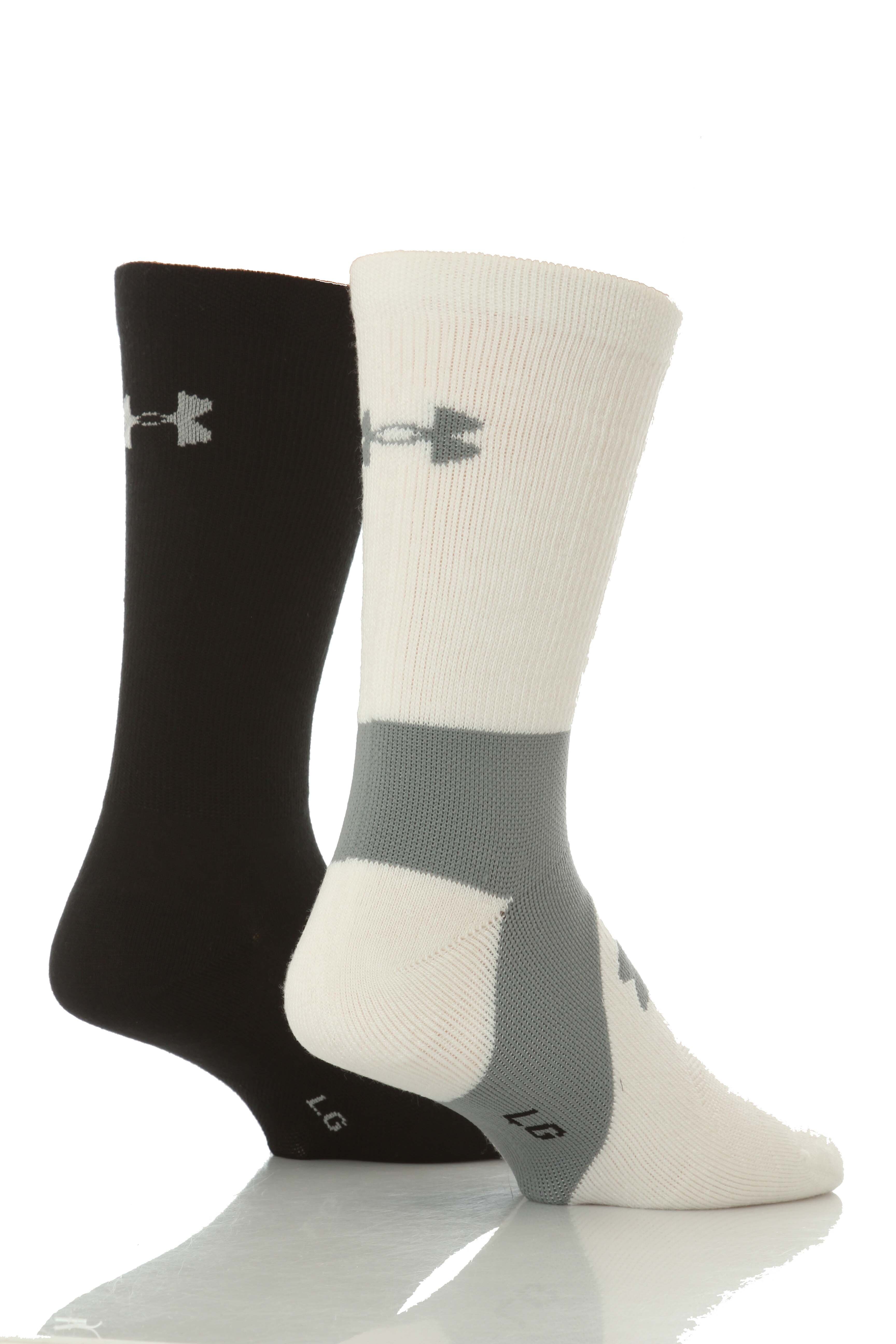Mens 1 Pair Under Armour 'Armourblock' Dual All Sport Crew Socks In 2 Colours Black L