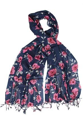Ladies Bewitched Floral Print Scarf In 3 Colours Fuchsia