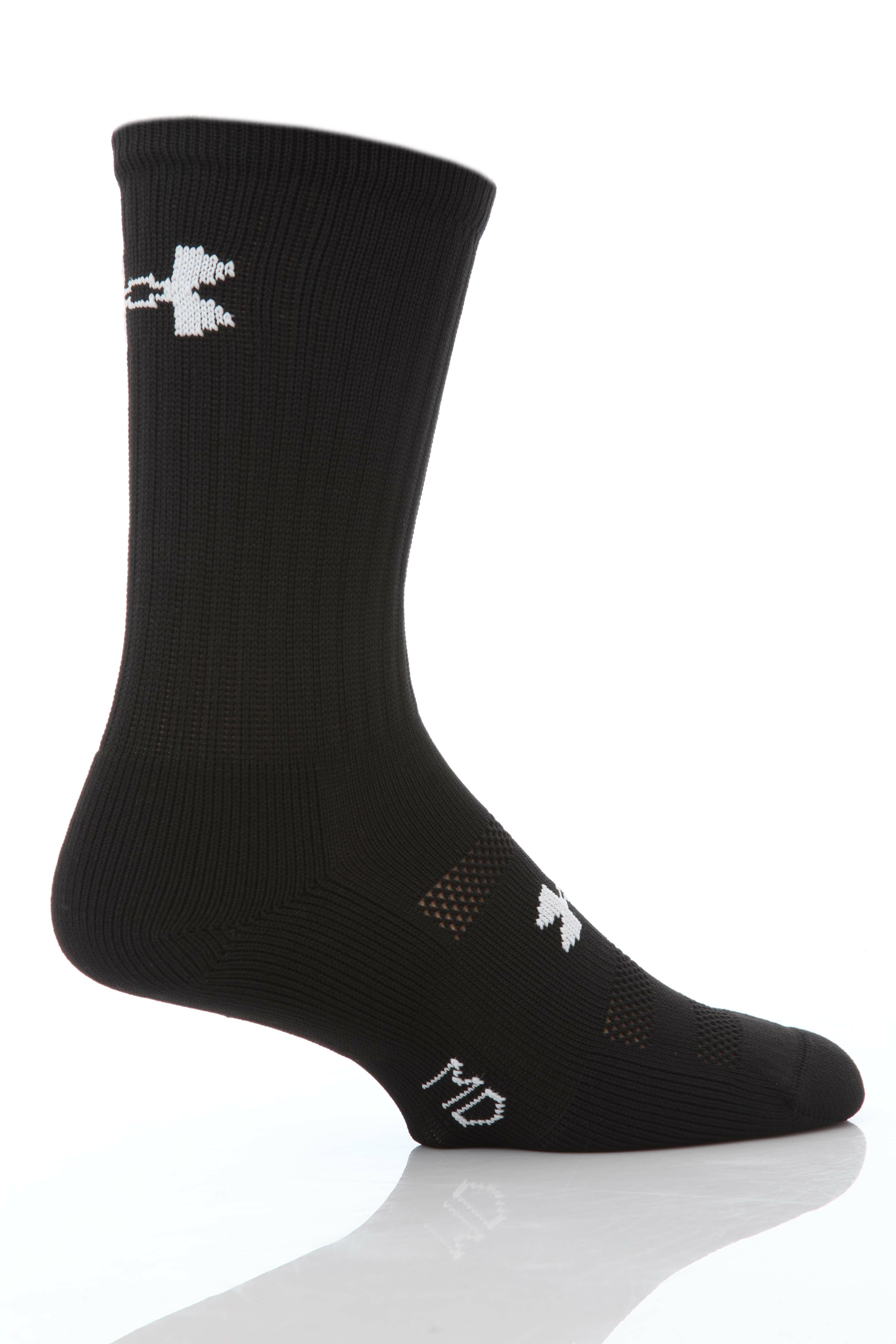 Mens 1 Pair Under Armour 'Heatgear' Crew Sports Socks In 2 Colours Black M