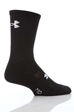Mens 1 Pair Under Armour 'Heatgear' Crew Sports Socks In 2 Colours Black M