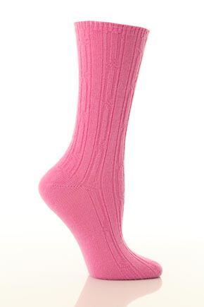 Ladies 1 Pair SockShop of London 100% Cashmere Bed Socks In 13 Colours Framboise