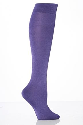 Ladies 1 Pair Jonathan Aston Plain Shiny Knee High Socks 33% OFF Violet