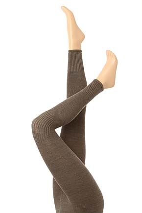Ladies 1 Pair Calvin Klein Variegated Rib Leggings In 3 Colours Brown SM