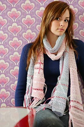 Girls CosmoGirl! Ribbon Scarf In 2 Colours White