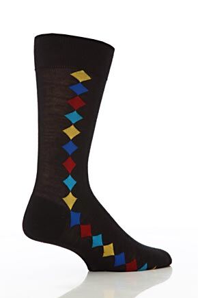 Mens 1 Pair Richard James Caravan Diamond Panel Socks In 3 Colours Dark Grey Mix M