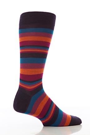 Mens 1 Pair Pantherella Merino Wool Aztec Stripe Socks In 5 Colours Black M