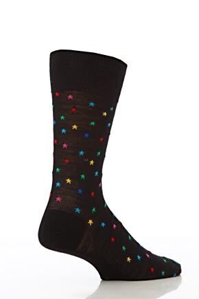 Mens 1 Pair Richard James Multi Star Socks In 4 Colours Dark Grey Mix M