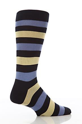 Mens 1 Pair Pantherella Two Colour Stripe Socks In 3 Colours Black L