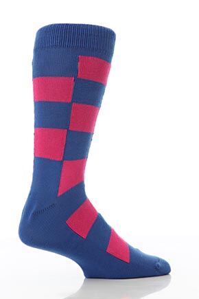 Mens 1 Pair Scott Nichol Cotton Rugby Block Square Socks In 6 Colours Marigold L