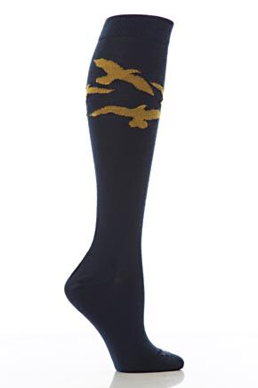 Ladies 1 Pair John Smedley Windson Bird Intarsia Long Sock In 4 Colours Windson Midnight