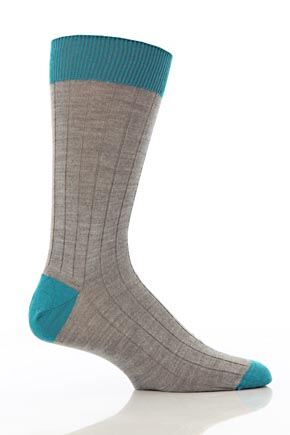 Mens 1 Pair John Smedley Denholm Plain Merino Wool Socks In 15 Colours Orange Spice-Midnight