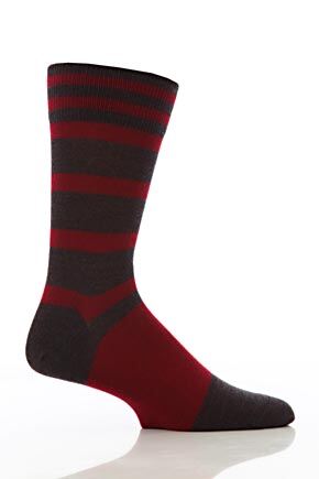 Mens 1 Pair John Smedley Khyber Varied Stripe Socks In 4 Colours Indigo