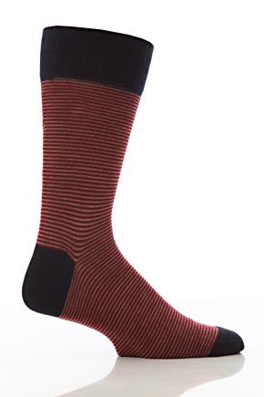 Mens 1 Pair John Smedley Cranmore Striped Sock In 4 Colours Slate Blue