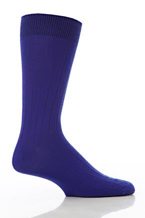 Mens 1 Pair John Smedley Omega Plain Ribbed Socks In 20 Colours Rosebud