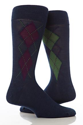Mens 1 Pair John Smedley Priory Argyle Sock In 3 Colours Indigo