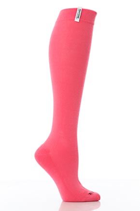 Ladies 1 Pair Pantone Knee High With 1-2 Terry Footbed And Woven Tab In 7 Colours Honeysuckle