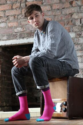 Mens 1 Pair SockShop Contrast Colour Burst Socks In 6 Colours Sapphire Pink 7-11