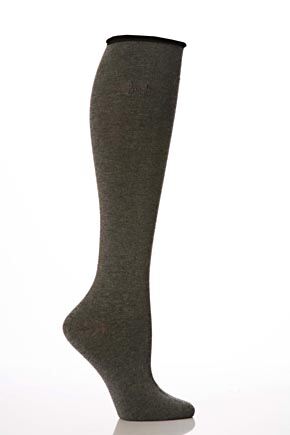 Ladies 2 Pair Pringle Hannah Contrast Cuff Knee High Socks In 3 Colours