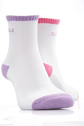 Ladies 2 Pair Elle Cotton Cushion Foot Ankle Sport Socks In 5 Colours Sorbet Pink - Aqua Dip