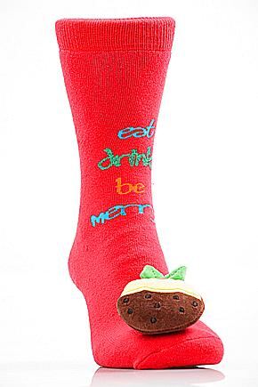 Mens  1 Pair SockShop Eat, Drink and Be Merry Slipper Sock