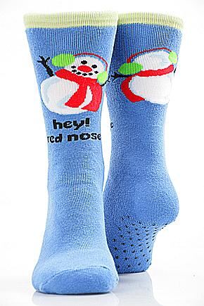 Kids 1 Pair SockShop Snowman Slipper Sock With Grip Blue