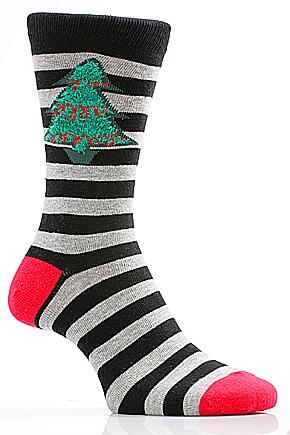 Mens 1 Pair SockShop Boucle Lurex Christmas Tree Design Sock
