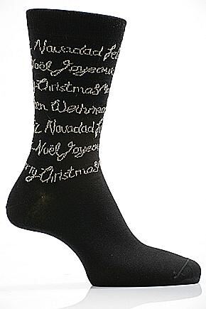 Mens 1 Pair SockShop Lurex Christmas Scroll Design Sock