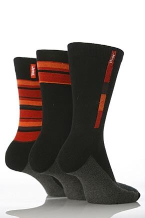 Mens 3 Pair Jeep Striped & Cushioned Sole Socks In 2 Colours Black