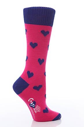 Ladies 1 Pair Corgi 100% Cotton Hearts Socks In 3 Colours Black