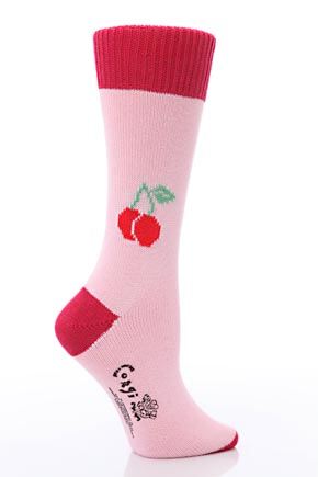Ladies 1 Pair Corgi 100% Cotton Cherry Socks In 3 Colours Turquoise