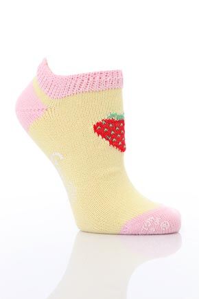 Ladies 1 Pair Corgi 100% Cotton Strawberry Trainer Liners In 3 Colours Clematis