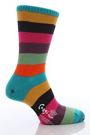 Mens 1 Pair Corgi 100% Cotton Wide Stripe Socks In 4 Colours Navy 7-9