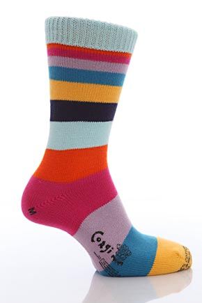 Mens 1 Pair Corgi 100% Cotton Broad Stripe Socks In 3 Colours Navy 7-9