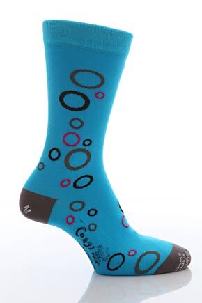 Mens 1 Pair Corgi Hoop Fine Cotton Socks In 3 Colours Navy 10-12