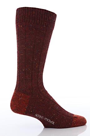 Mens 1 Pair Scott Nichol Wool & Alpaca Rib Tweed Socks In 2 Colours