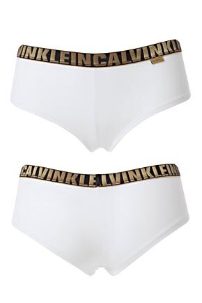Ladies 1 Pair Calvin Klein X Cotton Gold Cheeky Shorts White Medium