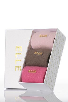 Ladies 3 Pair Elle Plain Angora Sock Gift Box In 2 Colourways Lavender Alabaster Ice Blue