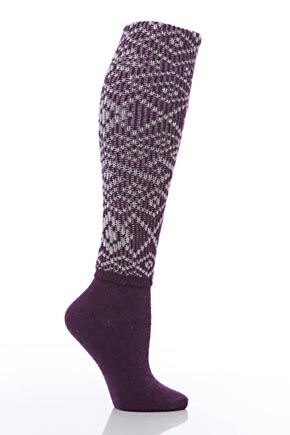 Ladies 1 Pair Jonathan Aston Fairisle Knee High Socks In 4 Colours Black