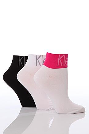 Ladies 3 Pair Calvin Klein Underwear Waistband Socks In 4 Colours