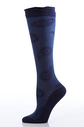 Ladies 1 Pair Levante Paisley Knee High Socks 25% OFF Black