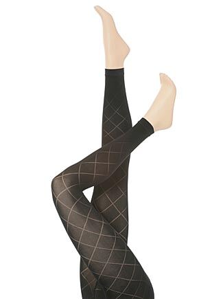 Ladies 1 Pair Elle Tight 40 Denier Diamond Patterned Opaque Footless In 2 Colours Cocoa