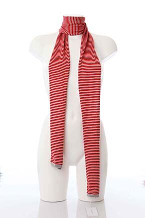 Ladies John Smedley Maisie Striped 100% Cotton Scarf In 4 Colours Pumice-Poppy