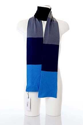 Mens John Smedley Quil Block Striped 100% Cotton Scarf In 3 Colours Pool-Engine-Duke-Silver-Navy