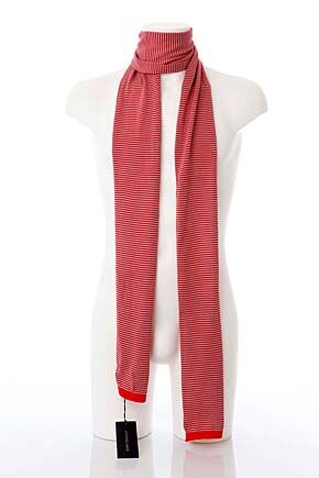 Mens John Smedley Lance Striped 100% Cotton Scarf In 3 Colours Poppy-Steel